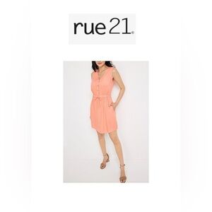 🆕Rue21 Women's Coral Sleeveless Utility Shirt Dress L🆕